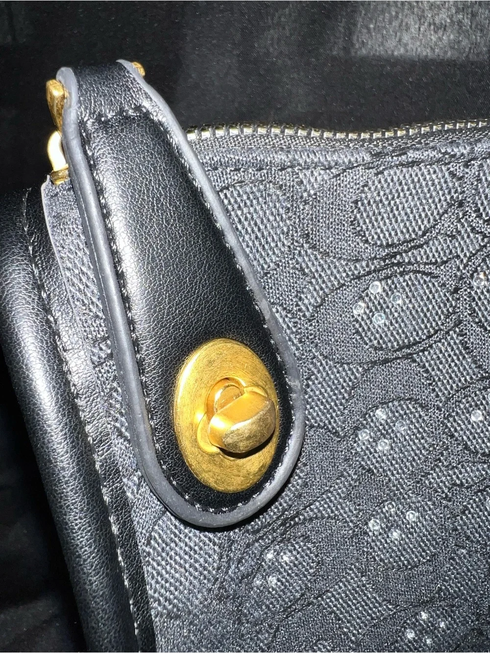 Coach Black Shoulder Bag with Gold Chain